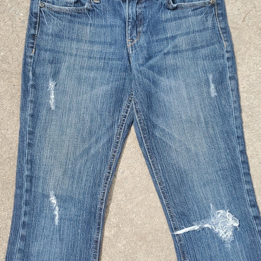 RELISTEDDark destructed low rise bootcut jeans - Picture 2 of 4